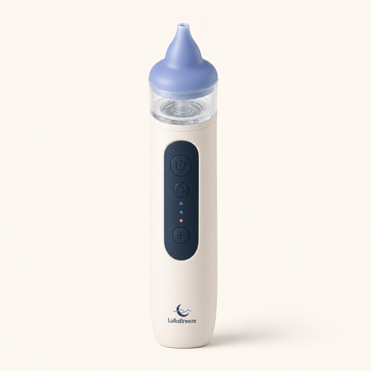 LullaBreeze electric nasal aspirator in Warm Cloud and Midnight Ink